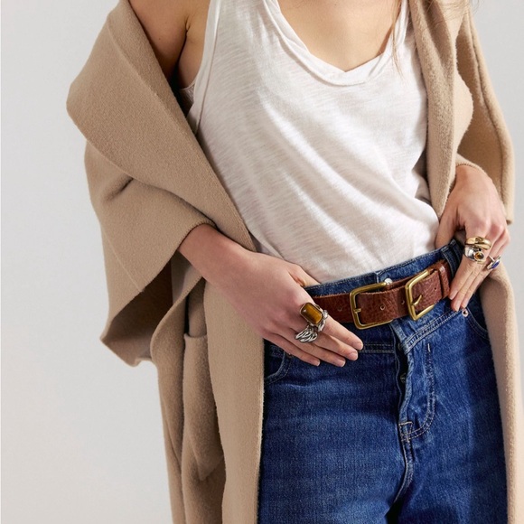 Free People Camel Hooded Wool-Blend Cape Cozy a Travelers Dream - Picture 4 of 5